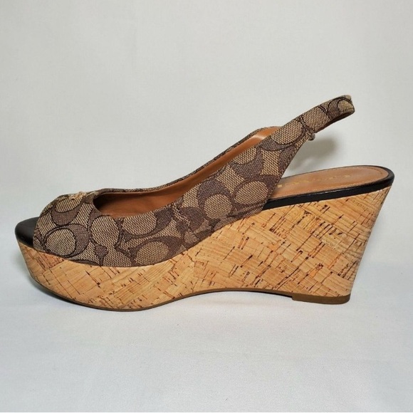 Preowned Coach Ferry Wedge sling back shoes size 8.5 - Picture 6 of 10